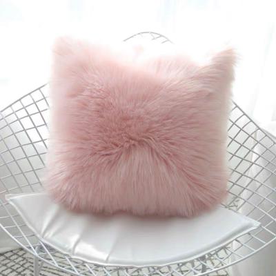 China Anti-Static Faux Sheepskin Fur Checkerboard Case Covers Super Soft Plush Square Cushion Cover for sale