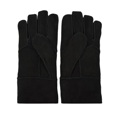 China Double Face Winter Outdoor Activities Sheepskin Fur Mittens Warm Leather Mitten for sale