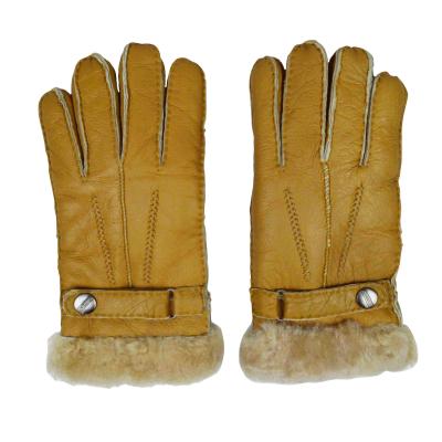 China High Grade Wool Top Quality Womens Sheepskin Gloves In Camel for sale