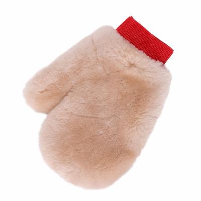 China Real Sheepskin Plus Size Whole Sale Real Wool Sheepskin Wash Mitt Glove With Thumb for sale