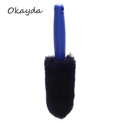 China Car Wheel Brush Sheep Fur Soft Wheel Brush Soft Sheepskin Wheel Brush Factory Price for sale