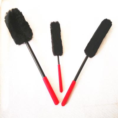 China Factory Price 100% Sheepskin Car Wheel Brush Soft Genuine Sheep Fur Brush (Set 3) for sale