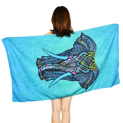 China QUICK DRY Absorption Sand Water Beach Towel Free Print Microfiber Custom Beach Towel for sale