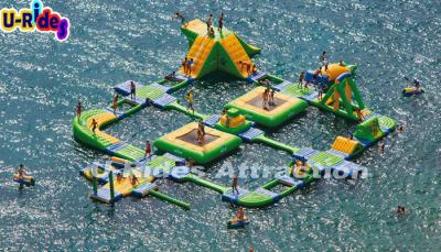 China Green , Yellow Beach Inflatable Floating Water Park Rentals For Adults for sale