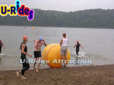 China Seaside Inflatable Water Games Floating Buoy Cylinder Shape With Silk Printing for sale