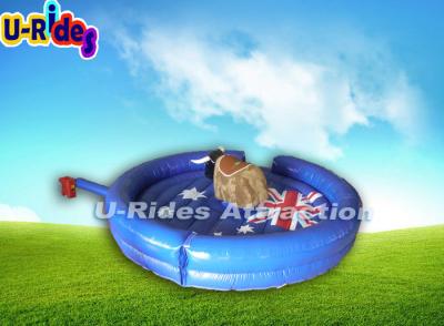 China Soft Adult  Mechanical Rodeo Bull Machine Round with AUS Flag Printed for sale