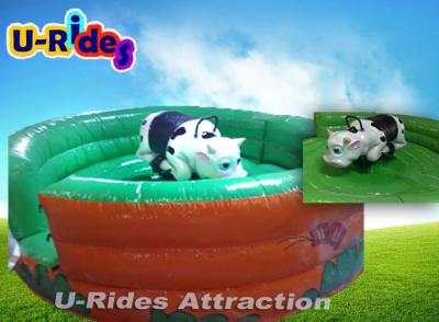 China Dairy Cows Shape Rodeo Bull Machine Inflatable Games For Kids 1500W for sale