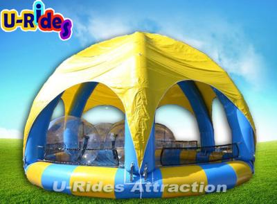 China 6M Yellow Portable Inflatable Swimming Pools With Dome Shade Tent Cover for sale