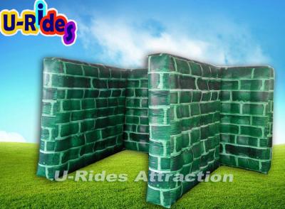 China 2M Height Inflatable Paintball Bunkers Green T Shape Inflatable Wall for sale