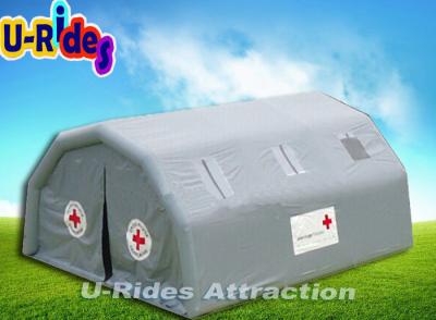 China Outdoor Inflatable Medical Tent With Red Cross , Gray Inflatable Emergency Tent for sale