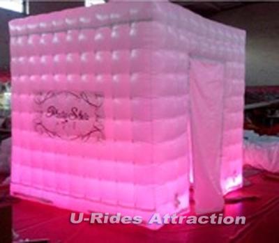 China White LED Inflatable Light Tent , PVC Tarpaulin Inflatable Cube Tent With Door for sale