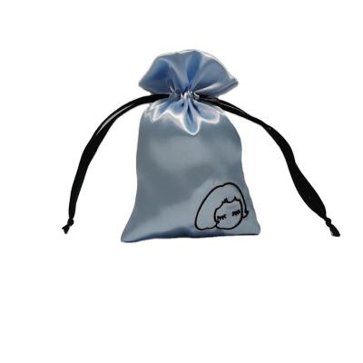 China Recyclable Satin Bags Jewelry Package Dust Satin Drawstring Silk Pouch With Logo Printed for sale