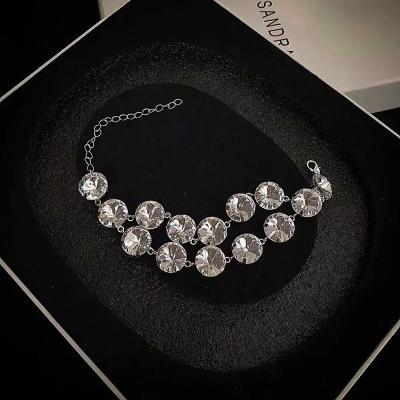 China Environmentally friendly light luxury super instant design crenel double layer rhinestone bracelet wild women bangle bracelet for sale