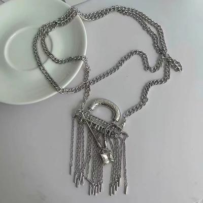 China Hot environmental friendly female body chain messenger tassel metal hip-hop style all-match costume dress accessories for sale