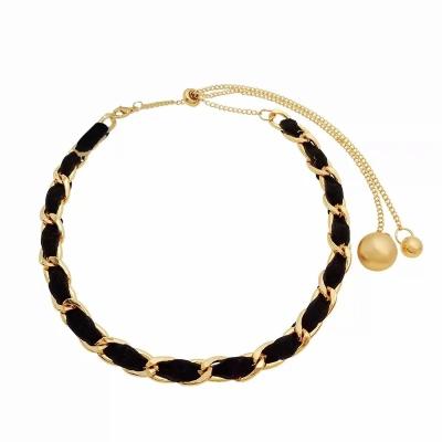 China 2022 fashion explosion style environmental friendly ribbon braided plain necklace and nature black velvet ladies necklace for sale