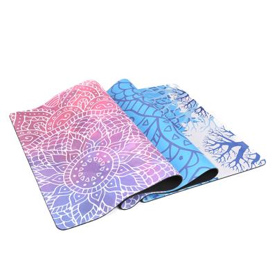 China Suede+Natural Rubber Keepeak New Design Folding Mandala Printing Suede Natural Rubber Anti-Slip Yoga Mats for sale