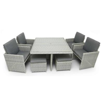 China Modern Foldable Back Garden Sofa Rattan Outdoor Furniture Dining Set Patio Leisure Rattan Wicker Chair Space Saving Rattan Cube Set for sale