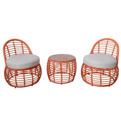 China Modern Garden Furniture PE Round Rattan Wicker 3 Piece Patio Bistro Set for sale