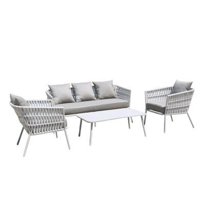 China Modern Furniture 4 Pcs Rope Set Outdoor Corner K/D Sectional Garden Sofa With Cushion for sale