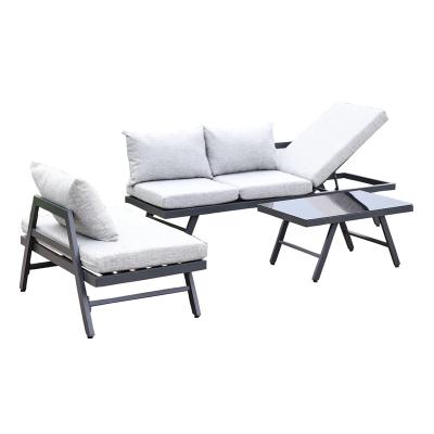 China Modern Outdoor Garden Furniture Aluminum Garden Sofa Set 3 Pcs Sofa Set for sale