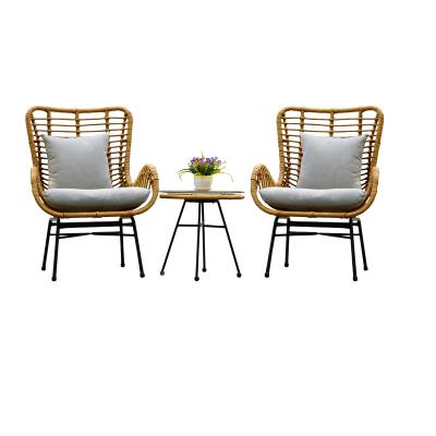 China Modern Outdoor Garden Furniture Wicker Set Steel Frame Wicker Set 3 Pcs Bistro Set for sale