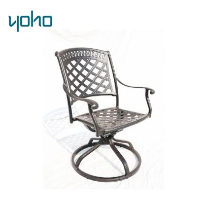 China Durable Bistro Swivel Chair Cast Aluminum Armchair Garden Patio Furniture Metal Body for sale