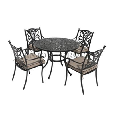 China Causal Outdoor 5 Piece Cast Aluminum Patio Dining Set With Round Table for sale