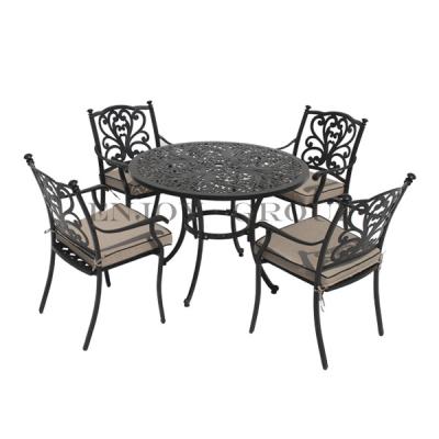 China Cast Aluminum Banquet Chair Luxury Leisure Furniture Modern Outdoor Garden Dining Table Set for sale