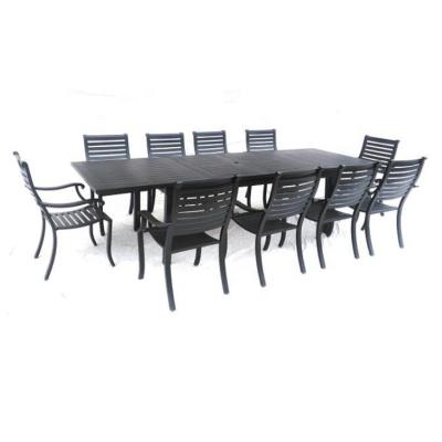 China Modern All Aluminum Dining Set For Outdoor Extend Table And Armchair Chair Patio Set for sale