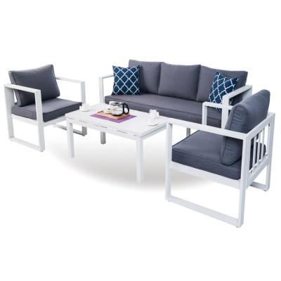 China New Design Morden Outdoor Aluminum Patio Rectangle Garden Furniture With Folding Sofa Sectional Table Set for sale