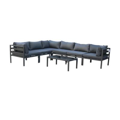 China 7pcs Outdoor Modern Garden Patio Aluminum Tube Sofa Set Sectional Corner Sofa With Tea Table for sale