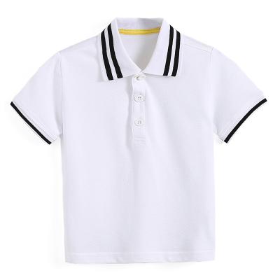 China Breathable School Uniform Boys Girls Polo With Your Logo Stripe Collar 100 Cotton Polo Neck T-Shirt for sale