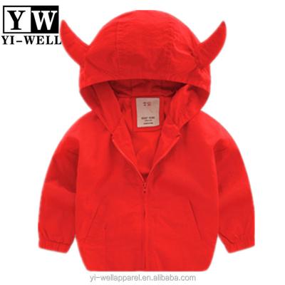 China Breathable Fashion Water Proof Baby Jacket Demon Hood Custom Printing Nylon Kids Anorak for sale