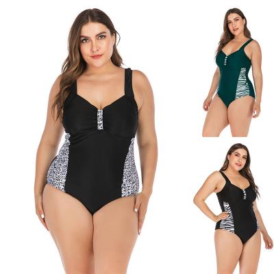 China New European and American black women's sexy QUICK-DRY swimsuit plus size swimwear bikini for fat women for sale