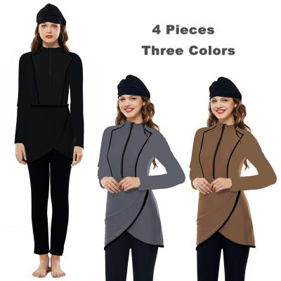 China QUICK DRY Fashion Islamic Swimwear Women 4 Pieces Cover Up Modest Burkini Ladies Swimwear Muslim Swimwear Women for sale