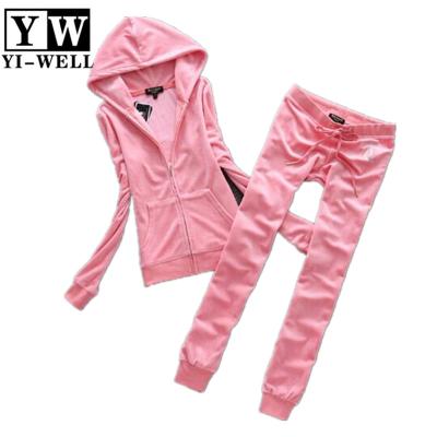 China Pink Best Quality Velvet Latest Design Breathable Velvet Custom Tracksuit For Women for sale