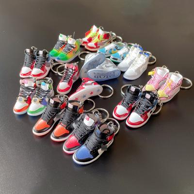 China factory direct wholesale bright color soft rubber pvc sports mini air jordan 350 v2 3d key chain sneaker yeezy shoe with mini box for sale