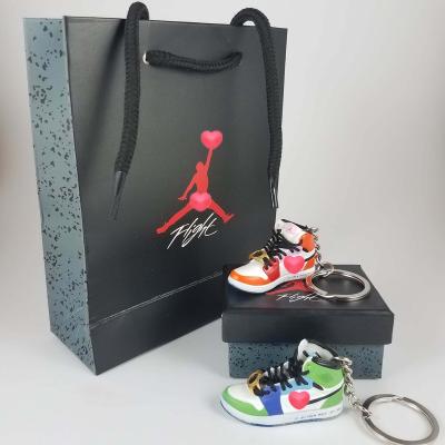 China Wholesale Designer Hand Printed PVC Basketball Luminous Color yezee Jordan 1 Mini Sneaker 3d Shoe Chain Key Chain for sale