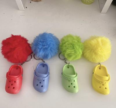 China Wholesale Bright Color Colorful Fluffy Ball Keychains Full Rabbit Faux Fur Pom Pom Pom Key Chain Key Chain for sale