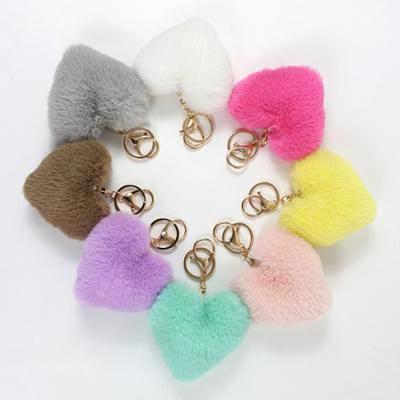 China Wholesale Multicolor Faux Rabbit Puff Ball Fun Pom Pom Mix Color Luminous Color Furkeychain Key Chain Pompom for sale