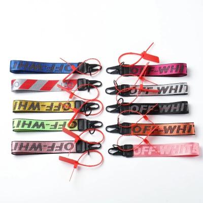 China bright color nylon custom white short wrist lanyard keychain hook mobile phone f for sale