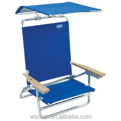 China Adjustable Beach Chair Folding Chair 5 Positions, Beach Chair With Canopy And Shoulder Carry Straps for sale