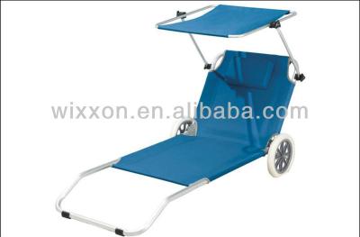 China Beach Chair Folding Beach Sofa, Folding Beach Chair With Wheels, With Sun Shade, With Pillow for sale