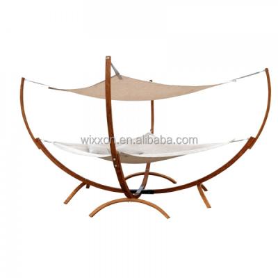 China Outdoor Furniture Square Canopy Hammock Wooden Stand for sale