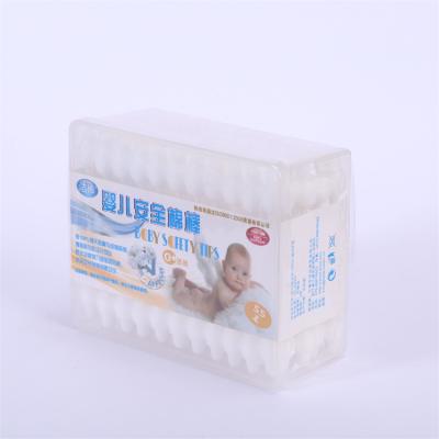 China Babies Natural Degradable Squash Cotton Swab Cotton Head Plastic Bud In Square PP Box For Baby Care for sale