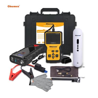 China Durable Charmex 5 in 1 Multifunctional Vehicle Car Box Safety Emergency Tool Jump Starter Booster OBDII Kit Inflator Kit for sale