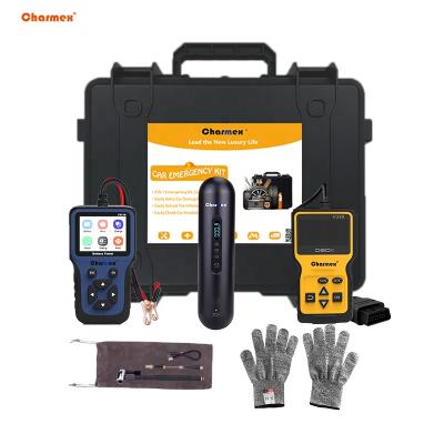 China Durable Charmex 5 IN 1 Safety Battery Tester OBDII Inflator Emergency Car Kit For Women Car Repair Tool Kit for sale