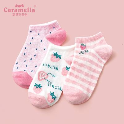 China Caramella Anti-Slip Women Ladies Fruit Patterned No Show Non Slip Low Ankle Cotton Socks Abbreviate Socks 3pairs for sale