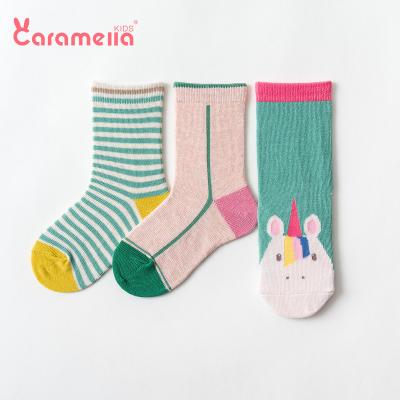 China Cute Cartoon Unicorn Caramella Girls Kids Children Cotton Socks for sale