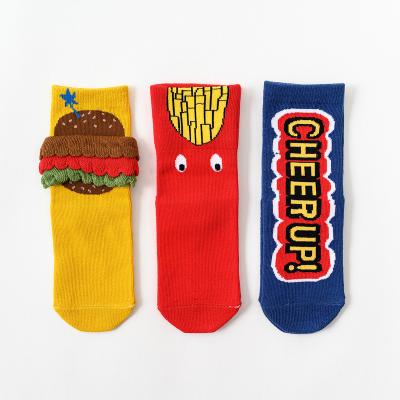 China Caramella 3pairs Hamburger Pattern QUICK DRY Cute Funny Kids Children Cotton Socks for sale